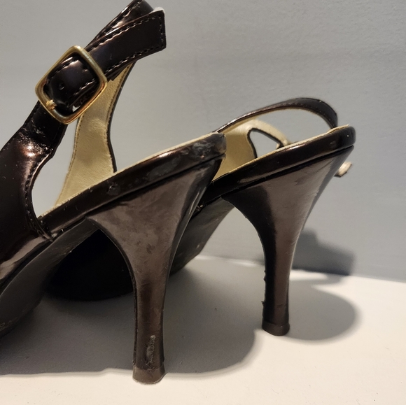Vintage Slingback Le Chateau Heels Metalic Brown - Picture 3 of 5